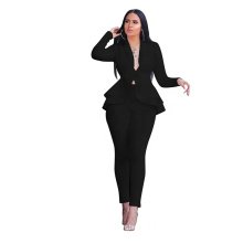 Fashionable low price elegant office uniform business lady black suit Set